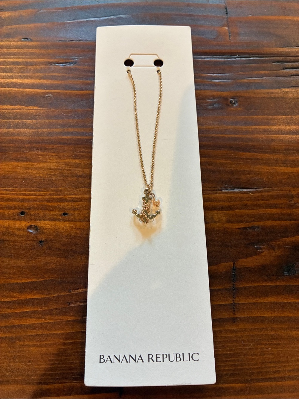 Banana Republic Gold Anchor Pendant Necklace with Pearl Accent